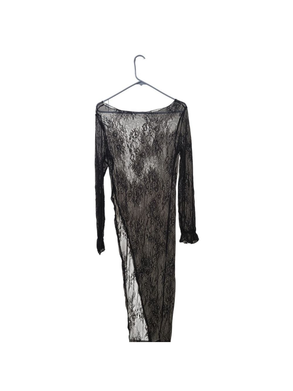 SHEIN Sheer Black Lace Robe/Coverup Ethereal